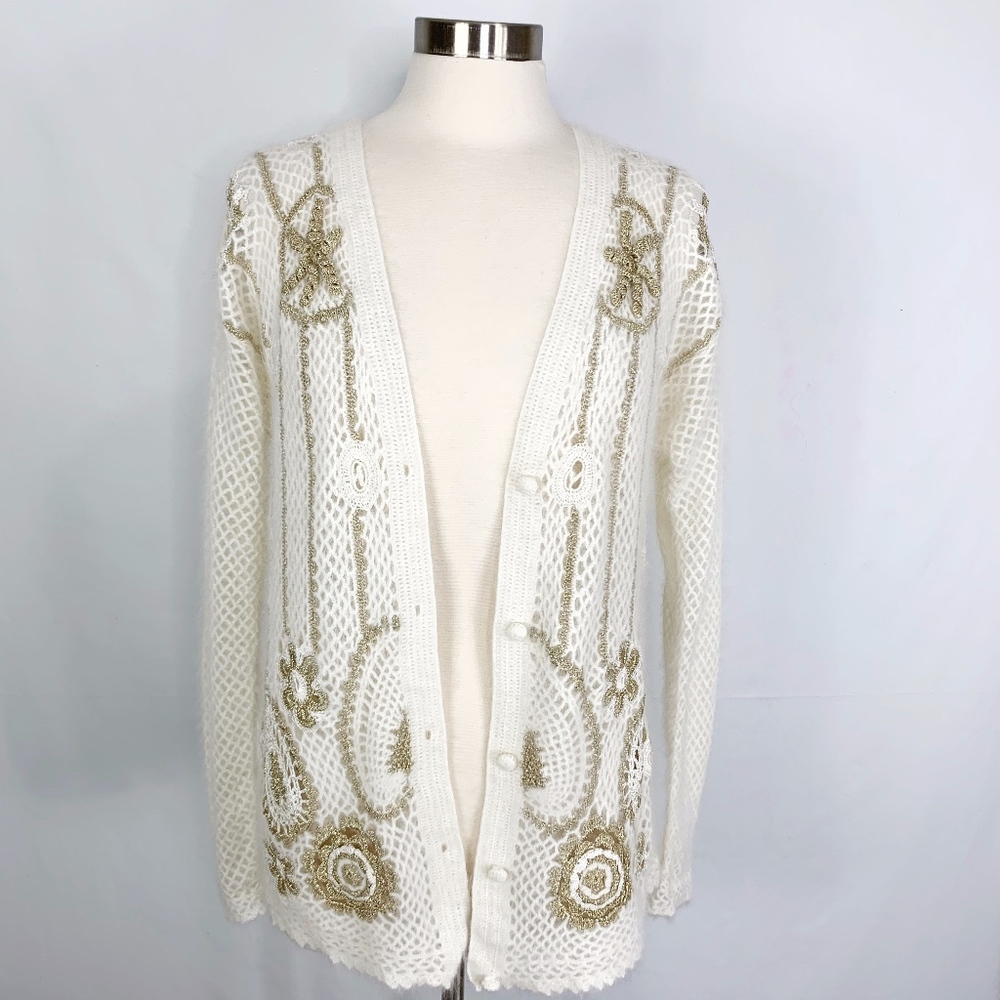 Shannan Vintage Angora Crochet Cardigan
